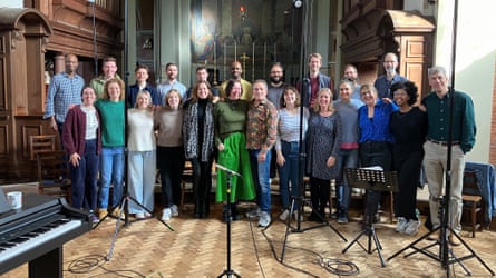 A recording session for Shielding Songs with the London Voices