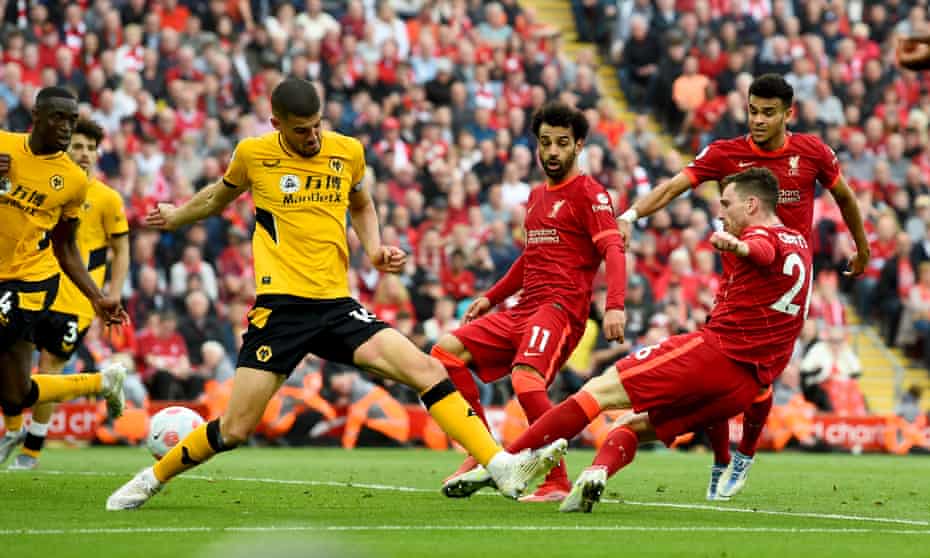 Andy Robertson scores Liverpool’s third goal.