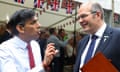 The prime minister, Rishi Sunak, left, with the National Farmers’ Union president, Tom Bradshaw