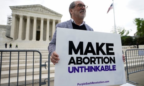 A protester opposed to abortion outside the supreme court.