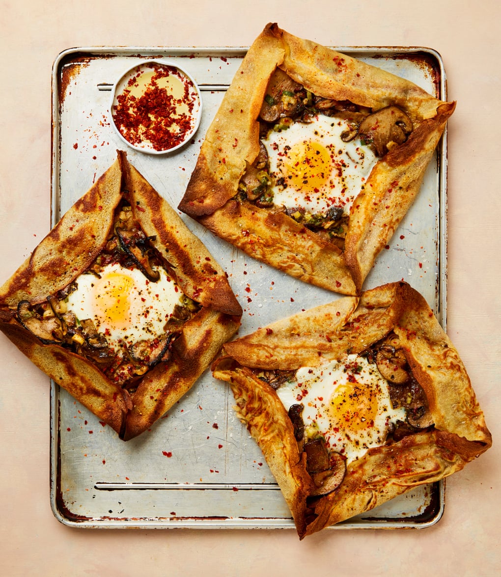 otam Ottolenghi's buckwheat galettes with creamy mushrooms and eggs.