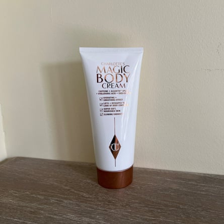 A squeezable tube of Charlotte Tilbury Charlotte’s Magic Body Cream 200ml