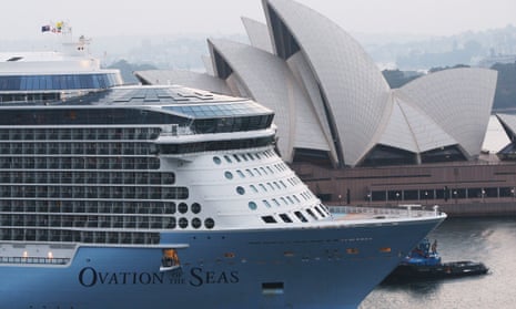 Royal Carribbean cruise ship Ovation of the Seas in Sydney Harbour on 16 December 2019