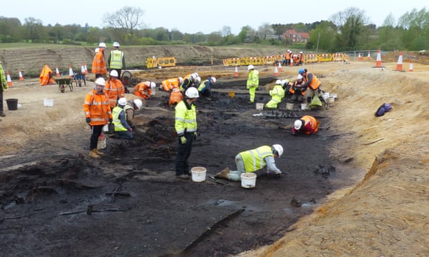 Archaeologists excavate the Suffolk site.