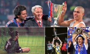 Bobby Robson, José Mourinho and Ronaldo lift the trophy in 1997; David Seaman reflects on Nayim’s goal in 1995, Roberto Mancini triumphs with Lazio in 1999; and Dennis Wise celebrates Chelsea’s victory in 1998