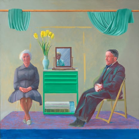 My Parents and Myself, Hockney’s abandoned portrait, with masking tape still attached.