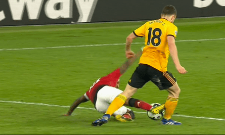 Ashley Young caught Diogo Jota with a high challenge to earn a second yellow card.