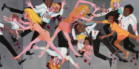 Faith Ringgold’s mural-sized painting American People Series #20: Die, 1967.