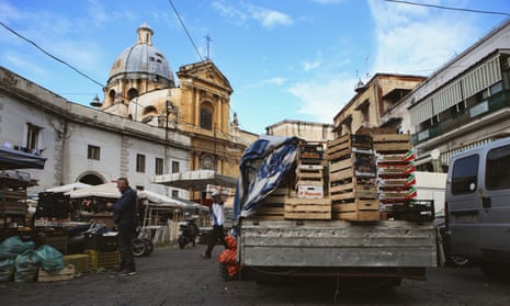View from behind the market, with the church of Sant’Antonio Abate in the background.