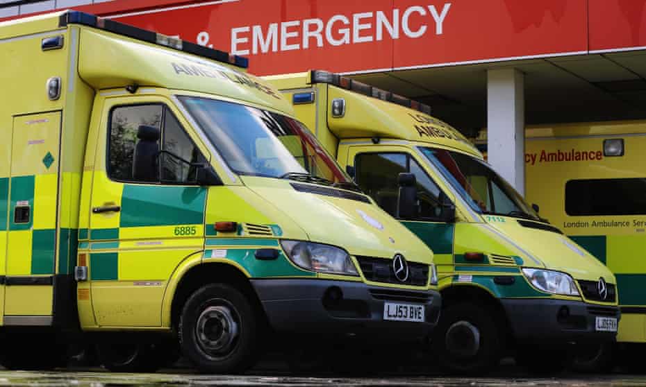 Ambulances park outside accident and emergency