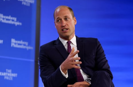 Britain's Prince William gestures as he attends the Earthshot Prize Innovation Summit in New York.