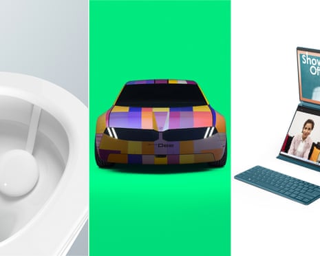 Composite showing the Withings Scan-U, BMW i Vision Dee and Lenovo Yoga Book 9i