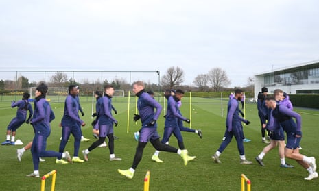 Tottenham players are put through their paces on Friday.
