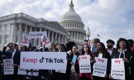 People gather outside Capitol Hill last week in support of TikTok.