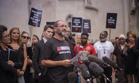 Andrew Malkinson speaks to the press outside the high court, after his release from wrongful imprisonment.
