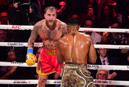 Jake Paul goads Anthony Joshua during their bout