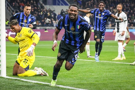 Marcus Thuram celebrates his goal against Parma