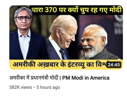 Ravish Kumar presenting a video showing Joe Biden and Narendra Modi