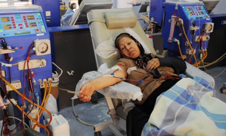 A patient receives dialysis treatment in Tehran, Iran.