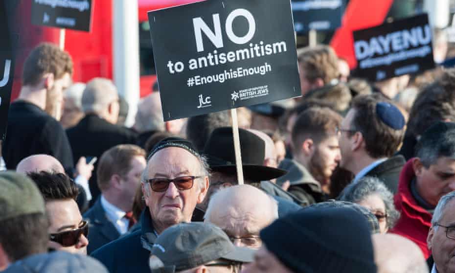 A protest in Parliament Square against antisemitism in the Labour party on 26 March. 