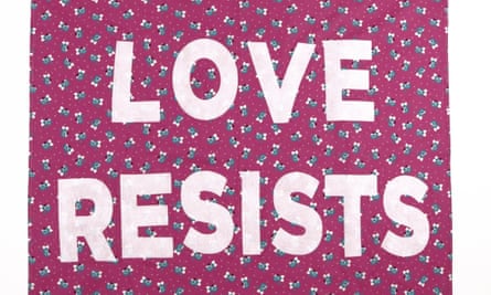 Love resists protest banner