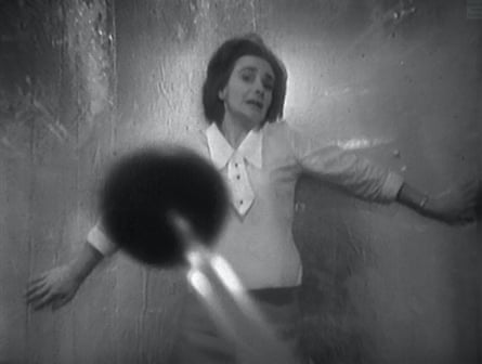 Barbara, played by Jacqueline Hill, recoils from the first ever TV appearance of a Dalek.