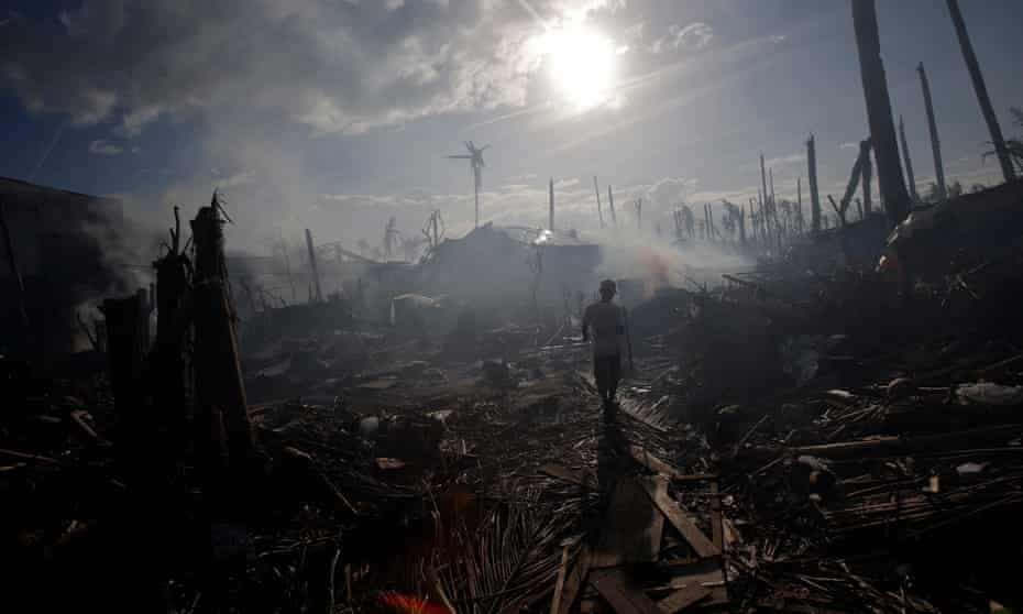 Devastation in Tolosa, in the Philippines, after Typhoon Haiyan in 2013