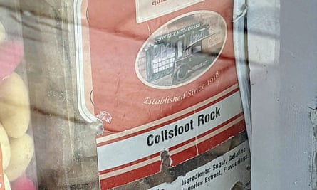 Coltsfoot rock in a Hexham sweetshop window.