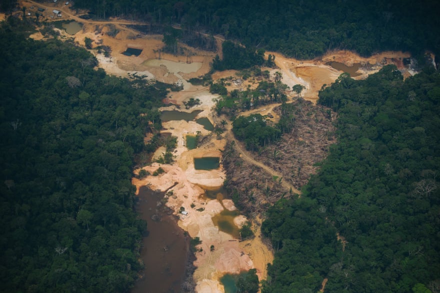 An illegal gold mine in the Jacareacanga region of the Brazilian Amazon.