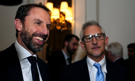 Gareth Southgate with Gary Lineker before the FWA Footballer of the Year awards in May.