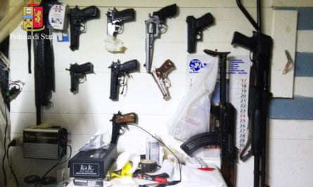 Arms found during the anti-mafia operation in Maropati