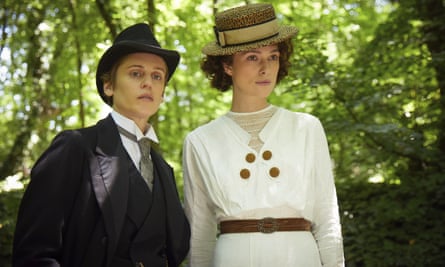 Denise Gough (left) and Keira Knightley in a scene from Colette, a biopic of the queer writer.