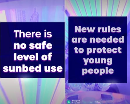 An Instagram post with the claim about sunbed use