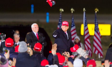 Donald Trump and Mike Pence with supporters in Grand Rapids, Michigan at the last campaign rally before the election.