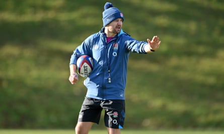 Nick Evans looks on during a Six Nations training session
