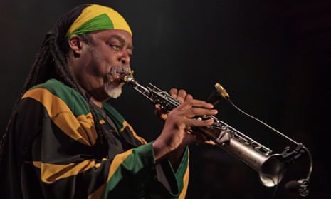 Courtney Pine performs at the Royal Albert Hall in west London.