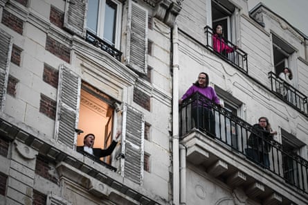French opera tenor Stephane Senechal performs from his window in a locked-down Paris.