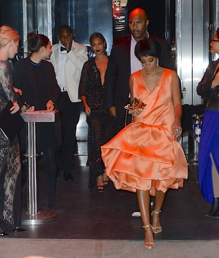 Beyonce, Jay-Z and Solange Knowles seen leaving the Met Gala afterparty in 2014