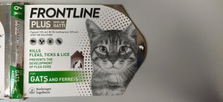 A counterfeit version of Frontline’s flea medicine for cats.