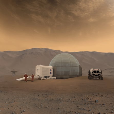 An artist’s rendering of Nasa’s Mars Ice Home concept: Mars explorers will need shelters to effectively protect them from the harsh Martian environment and provide a safe place to call home.