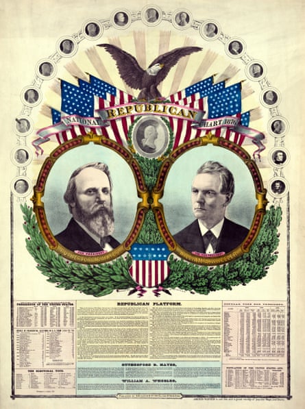 National Republican chart from 1876 featuring Rutherford Hayes for president and William Wheeler for vice-president.