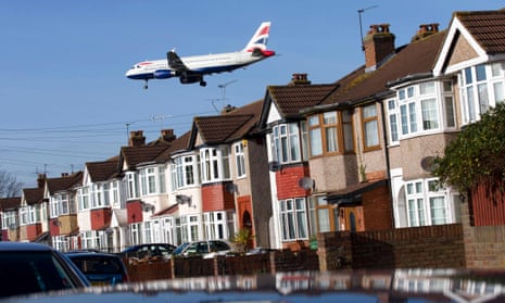 Plane over houses in west London