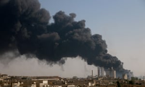 Smoke rises after an airstrike south-east of Aleppo in August 2016.