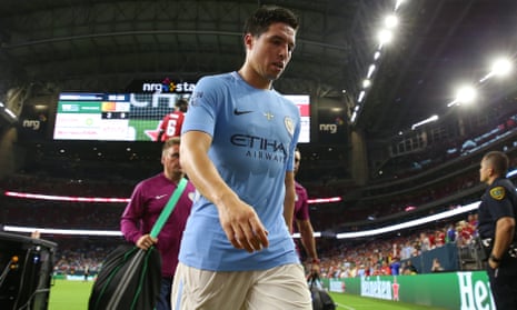 Samir Nasri trudges off after City’s pre-season friendly against Manchester United in Houston.