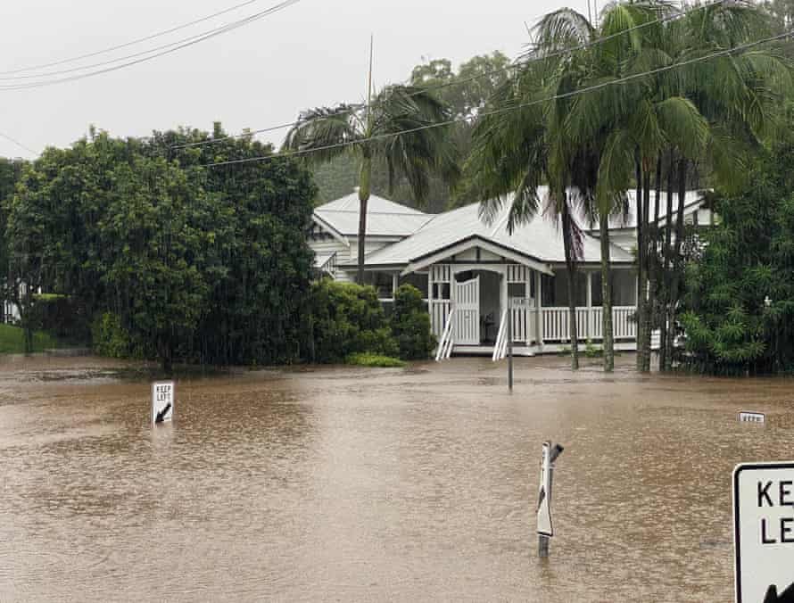 Flooding at Kelvin Grove in Brisbane’s inner north on Sunday afternoon