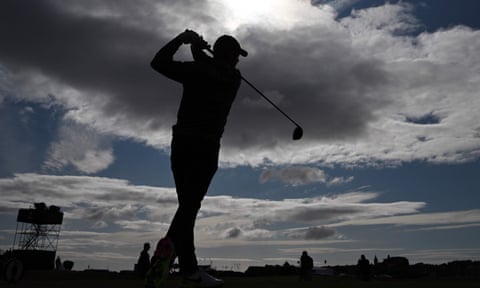 Northern Ireland's Rory McIlroy plays from the 17th tee during a practice round for The 150th British Open Golf Championship on The Old Course at St Andrews in Scotland on July 13, 2022.