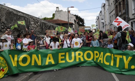 A demonstration against EuropaCity in Gonesse, north of Paris
