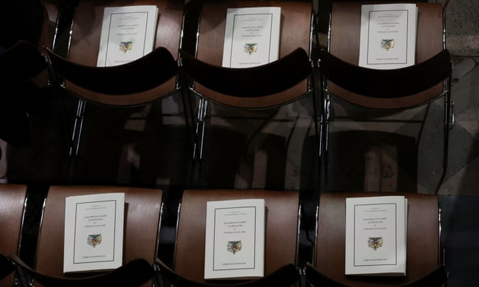 Order of Service on seats at Westminster Abbey.