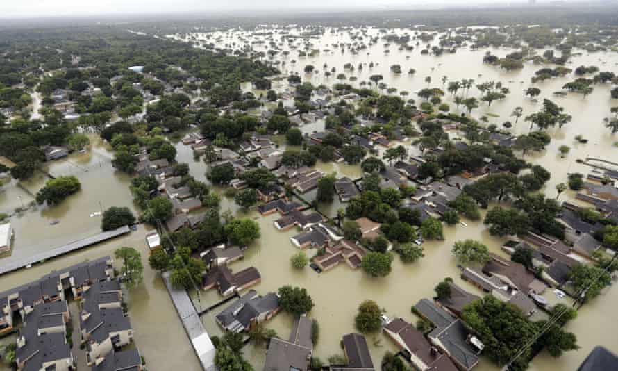 Floodwaters in Houston after Hurricane Harvey struck the US.