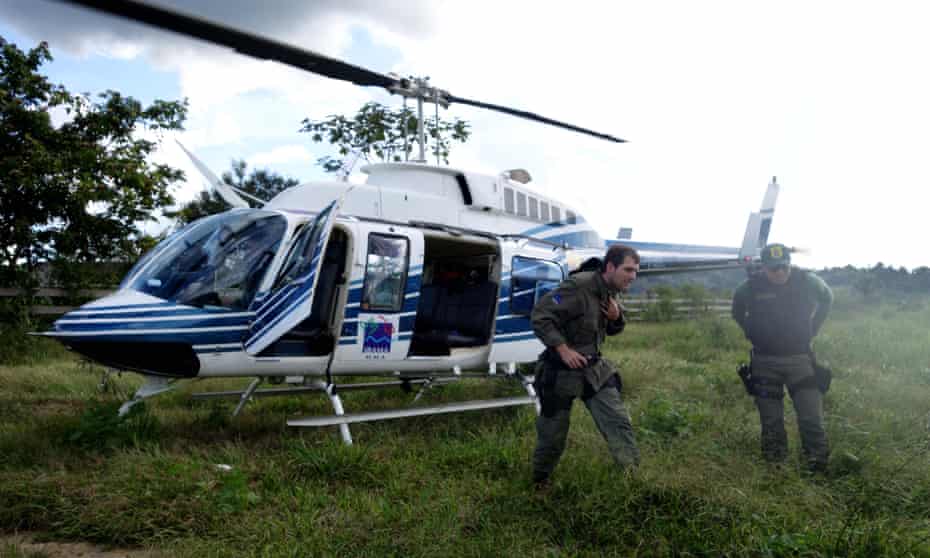 Environmental analyst Olavo Perim Galvão, who died in a plane crash on 3 July, disembarks from an Ibama helicopter